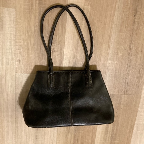 FOSSIL Black Leather Shoulder Purse Handbag - Picture 1 of 8